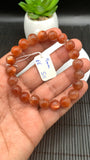 Sunstone Bracelet 9 mm size- Code #S11  -AAA Quality - Natural Sunstone Beaded Bracelet - Length 7.5 Inch