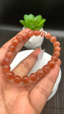 Sunstone Bracelet 8 mm size- Code #N4  -AAA Quality - Natural Sunstone Beaded Bracelet - Length 7.5 Inch