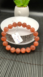 Sunstone Bracelet 10 mm size- Code #N6  -AAA Quality - Natural Sunstone Beaded Bracelet - Length 7.5 Inch