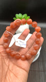 Sunstone Bracelet 10 mm size- Code #N6  -AAA Quality - Natural Sunstone Beaded Bracelet - Length 7.5 Inch