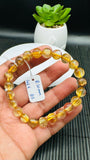 Golden Rutile Round Bracelet • 8.50 mm Size • Code A5 • 4A Quality • Natural Rutilated Quartz Bracelet