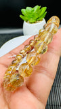 Golden Rutile Round Bracelet • 8.50 mm Size • Code A6 • 4A Quality • Natural Rutilated Quartz Bracelet