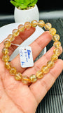 Golden Rutile Round Bracelet • 8.50 mm Size • Code A6 • 4A Quality • Natural Rutilated Quartz Bracelet