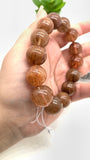 Copper Rutile Round Bracelet • 15.50 mm Size • Code N6 • AAA Quality • Natural Rutilated Quartz Bracelet • Length 7 "