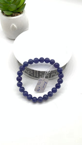 Tanzanite Bracelet - 8 mm Size - Code #T5 - 7.5 Inch Length - 4A Quality - Natural Tanzanite Round Beaded Bracelet