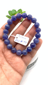 Tanzanite Bracelet - 9.50 mm Size - Code #T9 - 7.5 Inch Length - 4A Quality - Natural Tanzanite Round Beaded Bracelet