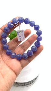 Tanzanite Bracelet - 10.50 mm Size - Code #T12 - 7.5 Inch Length - 4A Quality - Natural Tanzanite Round Beaded Bracelet