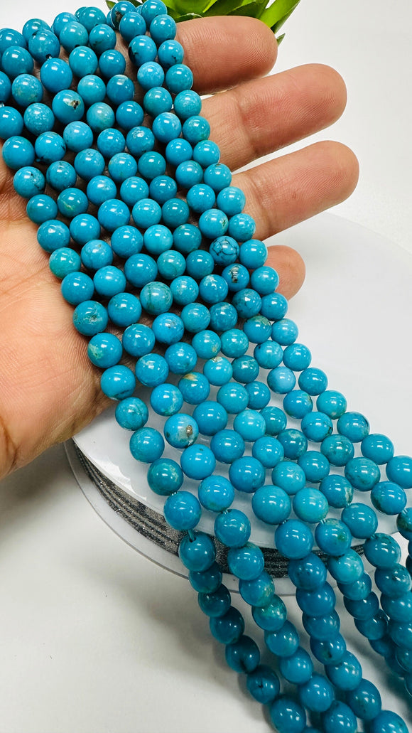 Turquoise Round 5.5- 6mm size  AAA Quality -100 % Natural Turquoise -  Length 40 cm - Turquoise Round Beads, sleeping beauty Turquoise