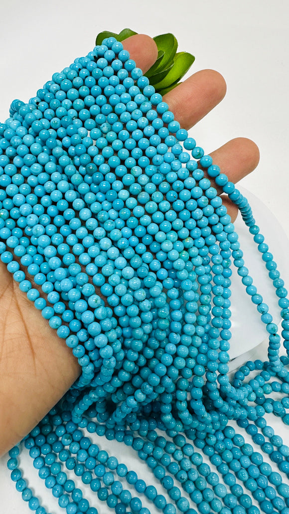 Turquoise Round 4 mm size  AAA Quality -100 % Natural Turquoise -  Length 40 cm - Turquoise Round Beads, sleeping beauty Turquoise