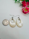White mother of pearl Silver Earrings, MOP shell, 925 genuine silver earring. genuine silver, hand made earrings.