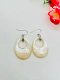 White mother of pearl Silver Earrings, MOP shell, 925 genuine silver earring. genuine silver, hand made earrings.