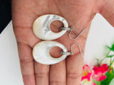 White mother of pearl Silver Earrings, MOP shell, 925 genuine silver earring. genuine silver, hand made earrings.