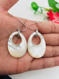 White mother of pearl Silver Earrings, MOP shell, 925 genuine silver earring. genuine silver, hand made earrings.