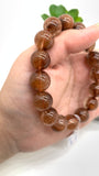 Copper Rutile Round Bracelet • 13.50 mm Size • Code N4 • AAA Quality • Natural Rutilated Quartz Bracelet •  Length 7.5 "