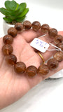 Copper Rutile Round Bracelet • 13.50 mm Size • Code N4 • AAA Quality • Natural Rutilated Quartz Bracelet •  Length 7.5 "