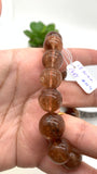 Copper Rutile Round Bracelet • 13.50 mm Size • Code N4 • AAA Quality • Natural Rutilated Quartz Bracelet • Length 7.5 "