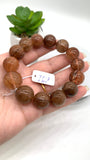 Copper Rutile Round Bracelet • 15.50 mm Size • Code N6 • AAA Quality • Natural Rutilated Quartz Bracelet • Length 7 "