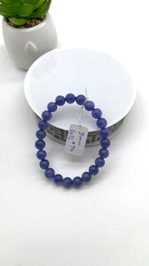 Tanzanite Bracelet - 8 mm Size - Code #T4 - 7.5 Inch Length - 4A Quality - Natural Tanzanite Round Beaded Bracelet