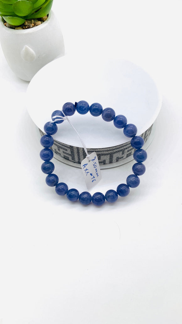 Tanzanite Bracelet - 8.50 mm Size - Code #T6 -  7.5 Inch Length - 4A Quality  - Natural Tanzanite Round Beaded Bracelet