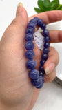 Tanzanite Bracelet - 8.50 mm Size - Code #T7 -  7.5 Inch Length - 4A Quality  - Natural Tanzanite Round Beaded Bracelet