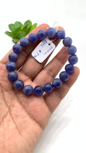 Tanzanite Bracelet - 10 mm Size - Code #T10 - 7.5 Inch Length - 4A Quality - Natural Tanzanite Round Beaded Bracelet