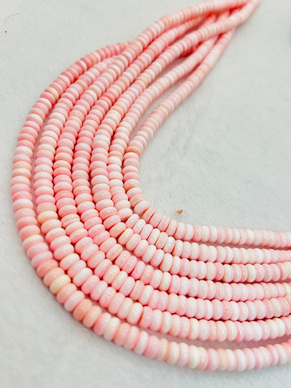 Queen Conch 6MM Shell Roundel Beads •  • Length 40 cm • AAA Quality • Natural Pink Queen Conch Shell Beads