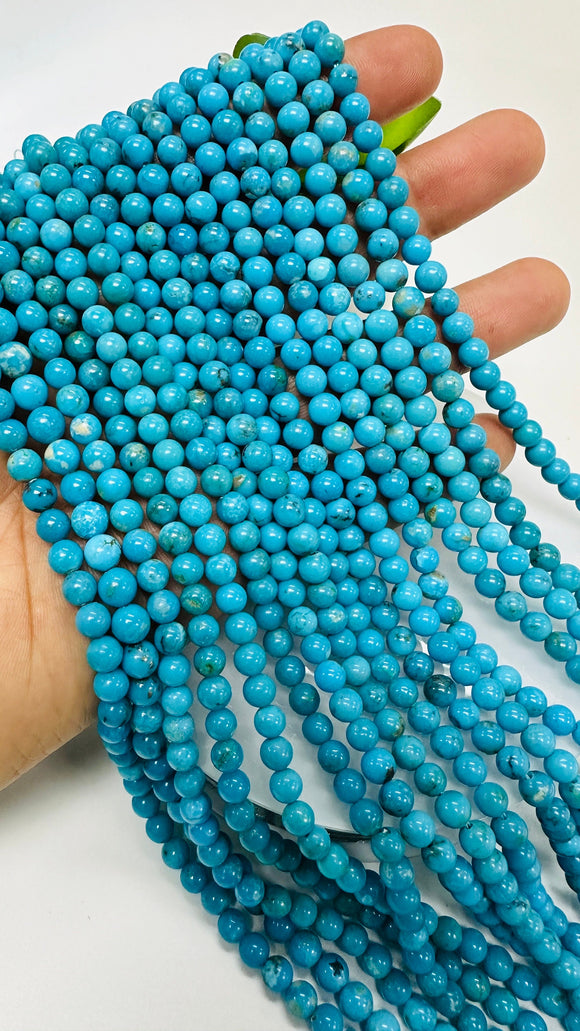 Turquoise Round 5 mm size  AAA Quality -100 % Natural Turquoise -  Length 40 cm - Turquoise Round Beads, sleeping beauty Turquoise