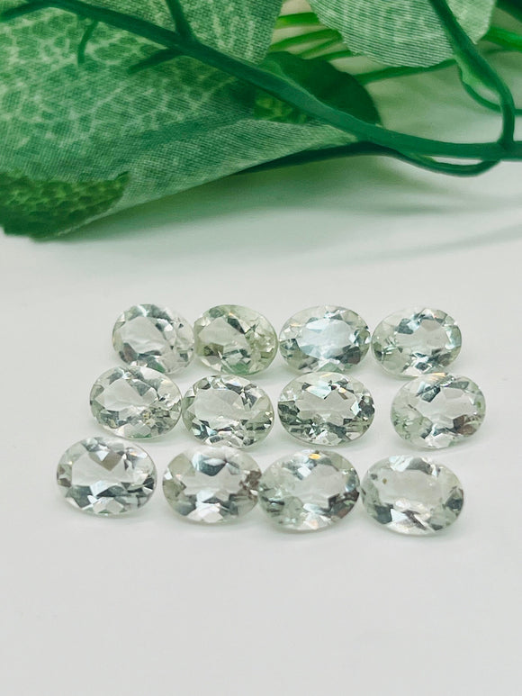 Prasiolite Faceted 6X8 mm - Pack of 4 Pcs - AAA Quality - Natural  color -  Natural Prasiolite Stone- Green Amethyst loose stone