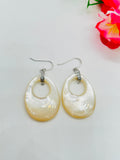 White mother of pearl Silver Earrings, MOP shell, 925 genuine silver earring. genuine silver, hand made earrings.