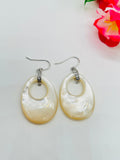 White mother of pearl Silver Earrings, MOP shell, 925 genuine silver earring. genuine silver, hand made earrings.