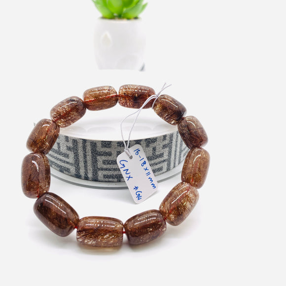 Copper Rutile Bracelet • 16-18 x 11 mm Size • Code G4 • AAA Quality • Natural Rutilated Quartz Bracelet