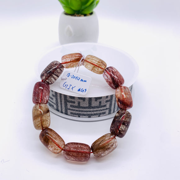 Copper Rutile Bracelet • 18-20 x 12 mm Size • Code G7 • AAA Quality • Natural Rutilated Quartz Bracelet