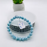 Larimar Bracelet mm size Code# L11 • AAAA Quality • Natural Larimar Round Bracelet- Length 7.50 Inch