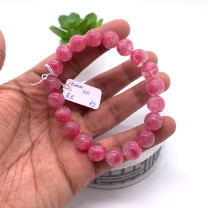 Rhodonite Bracelet 10 mm size Code# R5 • AAAA Quality • Natural Larimar Round Bracelet- Length 7.50 Inch