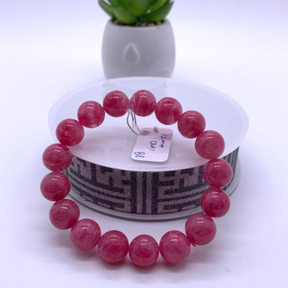 Rhodonite Bracelet 12 mm size Code# B8 • AAA Quality • Natural Larimar Round Bracelet- Length 7.50 Inch