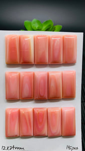 Queen Conch Shell Rectangle Cabs • 12x24 mm Size • Pack of 1 Pc • AAA Quality • Flat Back • Queen Conch Cabochons