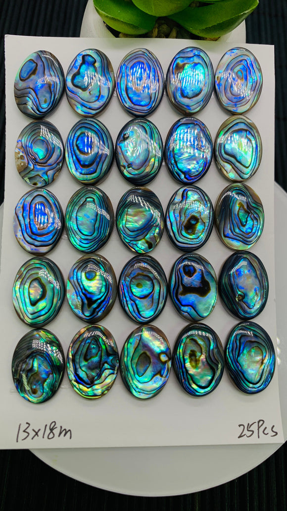 Abalone Shell Oval Cabs- 13x18 mm Size- Pack of 2 Pcs- AAAA Quality-  Natural Abalone Cabochons