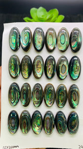 Abalone Shell Oval Cabs- 10x20 mm Size- Pack of 2 Pcs- AAAA Quality-  Natural Abalone Cabochons