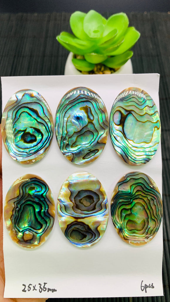 Abalone Shell Oval Cabs- 25x35 mm Size- Pack of 1 Pc - AAAA Quality-  Natural Abalone Cabochons