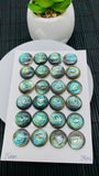 Abalone Shell Round Cabs- 14 mm Size- Pack of 2 Pcs- AAAA Quality- Natural Abalone Cabochons