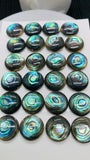 Abalone Shell Round Cabs- 14 mm Size- Pack of 2 Pcs- AAAA Quality- Natural Abalone Cabochons