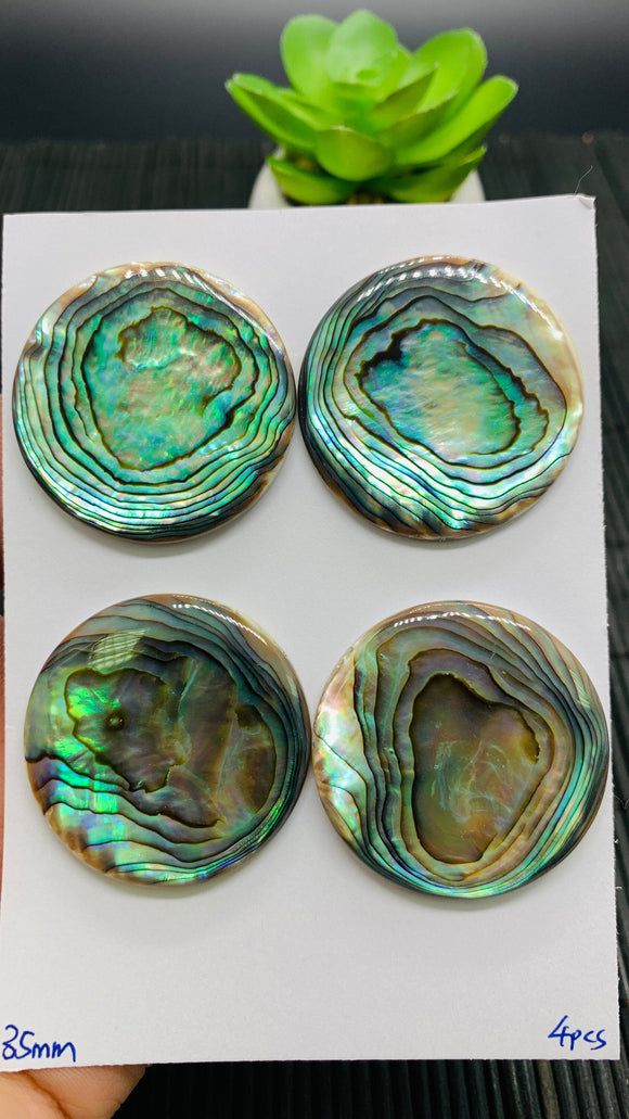 Abalone Shell Round Cabs- 35 mm Size- Pack of 1 Pc- AAAA Quality-  Natural Abalone Cabochons