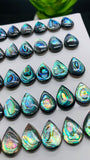 Abalone Shell Pear Cabs- 10x14 mm Size- Pack of 4 Pcs- AAAA Quality- Natural Abalone Cabochons