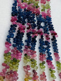 Multi Sapphire faceted Drop 3X5 mm Size -6 inch Length - AAA Quality- Natural Multi Sapphire Beads