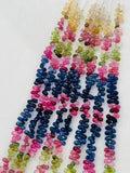 Multi Sapphire faceted Drop 3X5 mm Size -6 inch Length - AAA Quality- Natural Multi Sapphire Beads