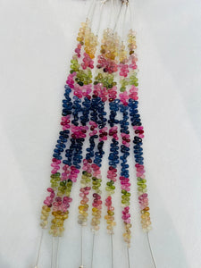 Multi Sapphire faceted Drop 3X5 mm Size -6 inch Length - AAA Quality- Natural Multi Sapphire Beads