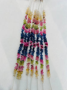 Multi Sapphire faceted Drop 3X5 mm Size -6 inch Length - AAA Quality- Natural Multi Sapphire Beads