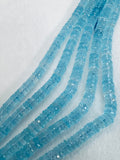 7mm Blue Topaz heist Faceted Beads  - AAA Quality- Natural Blue topaz Beads- length 10 Inches