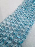 7mm Blue Topaz coin Faceted Beads  - AAA Quality- Natural Blue topaz Beads- length 10 Inches