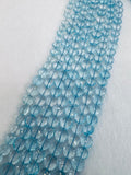 8mm Blue Topaz coin Faceted Beads  - AAA Quality- Natural Blue topaz Beads- length 10 Inches